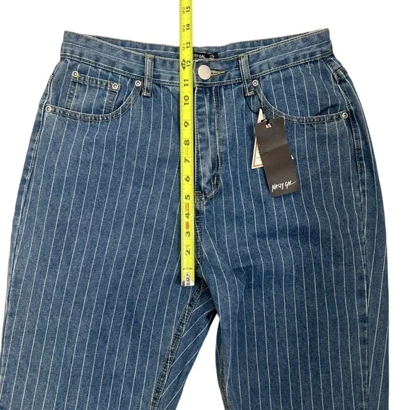 Nasty Gal High Waisted Denim Striped Mom Jeans Size 6 - Picture 11 of 16